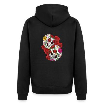 Sugar Skull skull skull skull Calavera Rose - Unisex Premium Organic Zip Hoodie - black - Back - Nico (187cm)