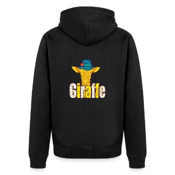 Giraffe - Unisex Premium Bio Zip Hoodie - Schwarz - Hinten - Nico (187cm)
