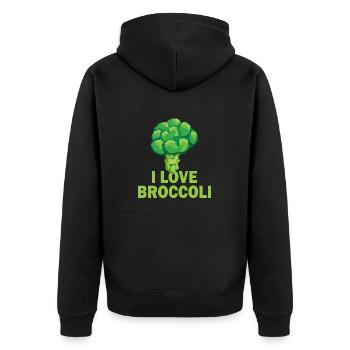 I Love Broccoli Vegan Vegetarian Diet Fitness - Unisex Premium Organic Zip Hoodie - black - Back - Nico (187cm)