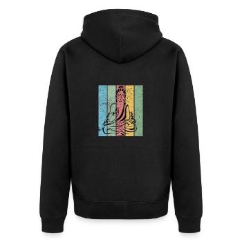 Buddha meditation shirt - Unisex Premium Organic Zip Hoodie - black - Back - Nico (187cm)