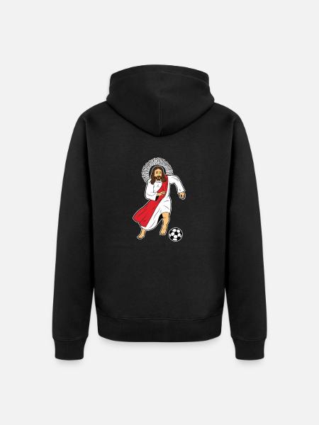 Jesus Christ Sport Football Footballeur Football - Veste à capuche bio Premium Unisexe - noir