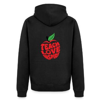 Teach Love Inspire Teacher Teaching Teacher - Unisex Premium Organic Zip Hoodie - black - Back - Nico (187cm)