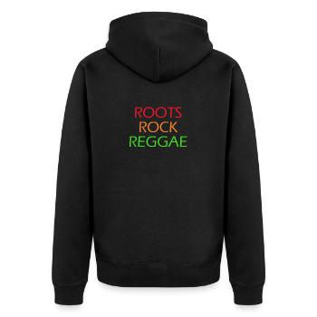 roots rock reggae - Unisex Premium Bio Zip Hoodie - Schwarz - Hinten - Nico (187cm)