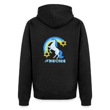 Judaism Unicorn Star of David Jewish Jews - Unisex Premium Organic Zip Hoodie - black - Back - Nico (187cm)