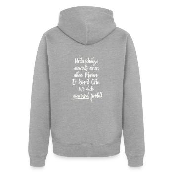 Alter Mann - Unisex Premium Bio Zip Hoodie - Grau meliert - Hinten - Nico (187cm)
