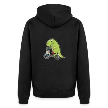 Moped moped two-wheeler dino dinosaur biker - Unisex Premium Organic Zip Hoodie - black - Back - Nico (187cm)