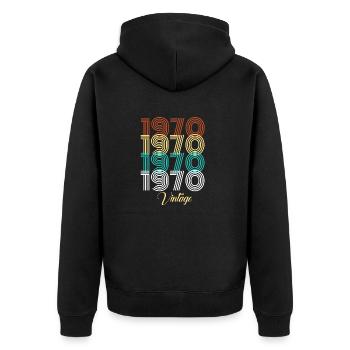 1970 vintage birthday year of birth gift idea - Unisex Premium Organic Zip Hoodie - black - Back - Nico (187cm)