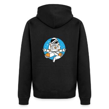 Yoga Astronaut - Unisex Premium Bio Zip Hoodie - Schwarz - Hinten - Nico (187cm)