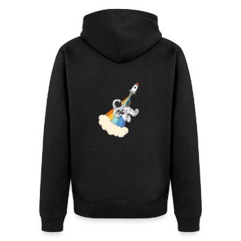 Astronaut rock n roll space rocket guitar - Unisex Premium Organic Zip Hoodie - black - Back - Nico (187cm)