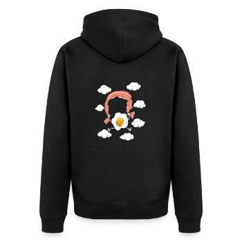 Luft Frühstück Himmel Eier Speck Spiegelei Früh Ei - Unisex Premium Bio Zip Hoodie - Schwarz - Hinten - Nico (187cm)