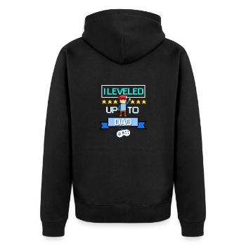 Level Up Daddy Daddy Retro Pixel Gamer Gaming Daddy - Unisex Premium Organic Zip Hoodie - black - Back - Nico (187cm)
