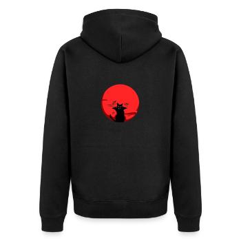 Black cat vampire - Unisex Premium Organic Zip Hoodie - black - Back - Nico (187cm)