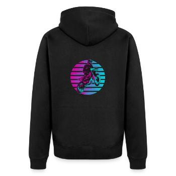 Motocross Dirt Bike Racing Biker Motorrad Retro - Unisex Premium Bio Zip Hoodie - Schwarz - Hinten - Nico (187cm)
