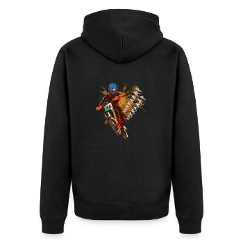Motocross Dirt Bike Racing Biker Motorrad Brrraaap - Unisex Premium Bio Zip Hoodie - Schwarz - Hinten - Nico (187cm)