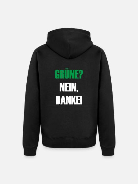 Grüne nein Danke! - Unisex Premium Bio Zip Hoodie - Schwarz