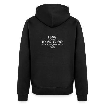 Funny Video Game Player Girlfriend Boyfriend Gift - Unisex Premium Organic Zip Hoodie - black - Back - Nico (187cm)