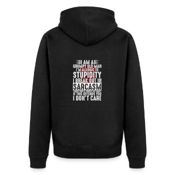 Funny Grandpa Grandfather Gift Grumpy Old Man - Unisex Premium Bio Zip Hoodie - Schwarz - Hinten - Nico (187cm)