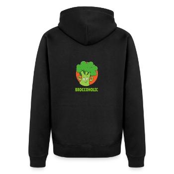 Broccoli Broccoholic Keto Fitness Vegetarian - Unisex Premium Organic Zip Hoodie - black - Back - Nico (187cm)
