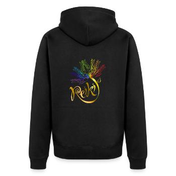 Reiki Meister Spirituell Chakra Heilung Geschenk - Unisex Premium Bio Zip Hoodie - Schwarz - Hinten - Nico (187cm)