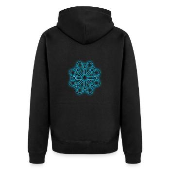 Sacred Geometry Psychedelic Goa - Unisex Premium Bio Zip Hoodie - Schwarz - Hinten - Nico (187cm)