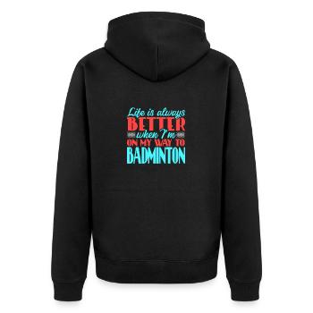 badminton - Veste à capuche bio Premium Unisexe - noir - Dos - Nico (187cm)