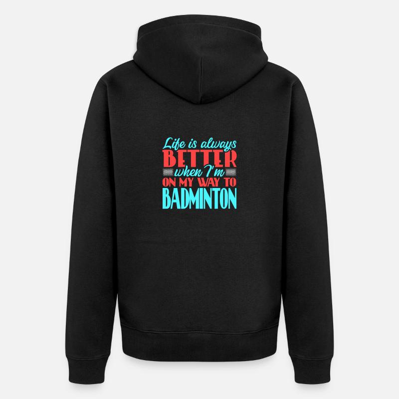 Badminton - Unisex Premium Bio Zip Hoodie - Schwarz