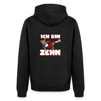 10. Geburtstag Jungen 10 Fußball Kinder Zehn - Unisex Premium Bio Zip Hoodie - Schwarz - Hinten - Nico (187cm)