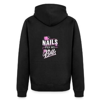 Nageldesigner Maniküre Kosmetikerin Fingernägel - Unisex Premium Bio Zip Hoodie - Schwarz - Hinten - Nico (187cm)