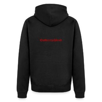 East Germany used lock - drilled in the east - Unisex Premium Organic Zip Hoodie - black - Back - Nico (187cm)