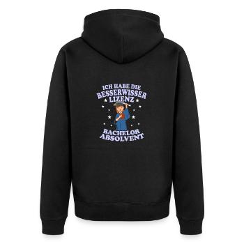 Bachelor Absolvent Besserwisser Lizenz - Unisex Premium Bio Zip Hoodie - Schwarz - Hinten - Nico (187cm)