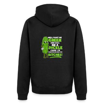 Lustiges Nenn Mich Gurke Essiggurke Gürkchen Witz - Unisex Premium Bio Zip Hoodie - Schwarz - Hinten - Nico (187cm)
