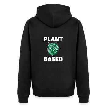 Plant Based Veggi Shirt - Unisex Premium Bio Zip Hoodie - Schwarz - Hinten - Nico (187cm)