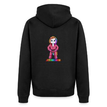 Sueßes Einhorn - BJJ Jiu-Jitsu, Grappling und MMA - Unisex Premium Bio Zip Hoodie - Schwarz - Hinten - Nico (187cm)