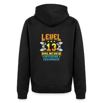 Level 13 unlocked 13 Jahre Gamer Geburtstag - Unisex Premium Bio Zip Hoodie - Schwarz - Hinten - Nico (187cm)