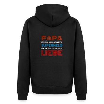 Papa Sohn Tochter Stolz Vater Vatertag - Unisex Premium Bio Zip Hoodie - Schwarz - Hinten - Nico (187cm)