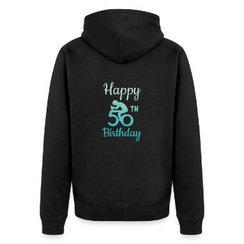 50. Geburtstag Fünfzigster Radfahrer Geschenk - Unisex Premium Bio Zip Hoodie - Schwarz - Hinten - Nico (187cm)