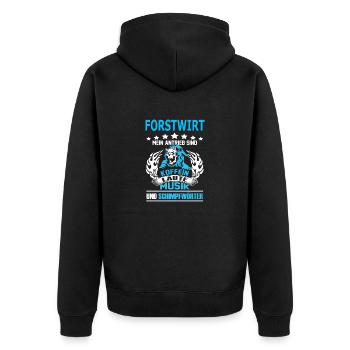 forstwirt - Unisex Premium Bio Zip Hoodie - Schwarz - Hinten - Nico (187cm)