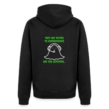 Ghost Hunt Gift Paranormal Investigator Halloween - Unisex Premium Organic Zip Hoodie - black - Back - Nico (187cm)