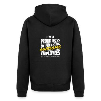 Proud Boss Gift Awesome Employees Manager - Unisex Premium Bio Zip Hoodie - Schwarz - Hinten - Nico (187cm)