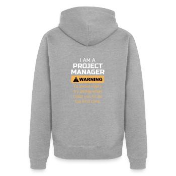 Chef de projet cadeau Directeur général superviseur - Veste à capuche bio Premium Unisexe - gris chiné - Dos - Nico (187cm)
