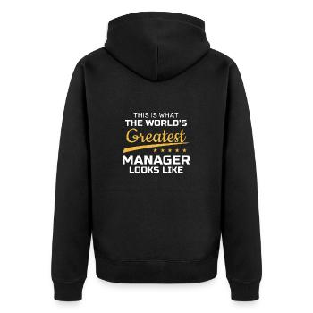 World's Greatest Manager Gift Supervisor Boss - Unisex Premium Bio Zip Hoodie - Schwarz - Hinten - Nico (187cm)