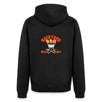 Backyard BBQ Master At the Grill Barbecue Griller - Unisex Premium Organic Zip Hoodie - black - Back - Nico (187cm)