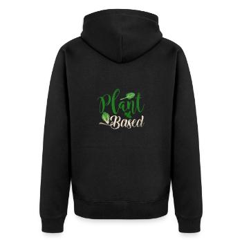 Plant based - Unisex Premium Organic Zip Hoodie - black - Back - Nico (187cm)