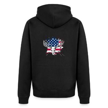 Chasse au cerf cadeau drapeau américain chasseur - Veste à capuche bio Premium Unisexe - noir - Dos - Nico (187cm)