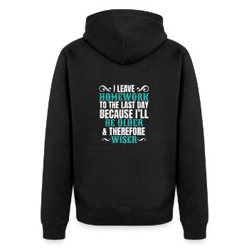 Cadeau de devoirs drôle Humour Jeunes filles et garçons - Veste à capuche bio Premium Unisexe - noir - Dos - Nico (187cm)
