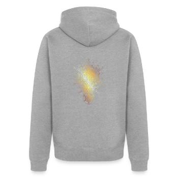 Heilige Geometrie, gebogene Bemaßungen - Unisex Premium Bio Zip Hoodie - Grau meliert - Hinten - Nico (187cm)