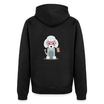 Gay Pride Flag Poodle Gift Dog LGBTQ LGBT Pride - Unisex Premium Bio Zip Hoodie - Schwarz - Hinten - Nico (187cm)
