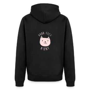 Purr-fect Auntie Auntie Funny Cute Cat Lover - Unisex Premium Organic Zip Hoodie - black - Back - Nico (187cm)