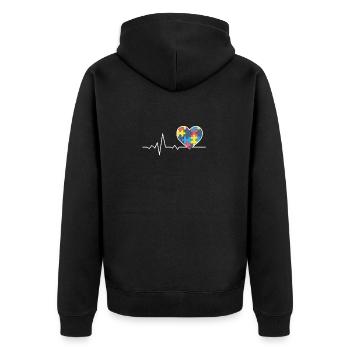 Autism Awareness Gift Autism Puzzle Heartbeat Gift - Unisex Premium Bio Zip Hoodie - Schwarz - Hinten - Nico (187cm)