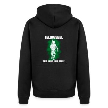 Feldwebel Mit Herz Und Seele Bundeswehr Soldat - Unisex Premium Bio Zip Hoodie - Schwarz - Hinten - Nico (187cm)